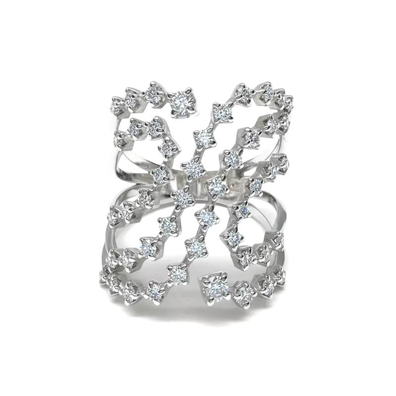 Anel Aria Contorno em Ouro Branco 18k com Diamantes