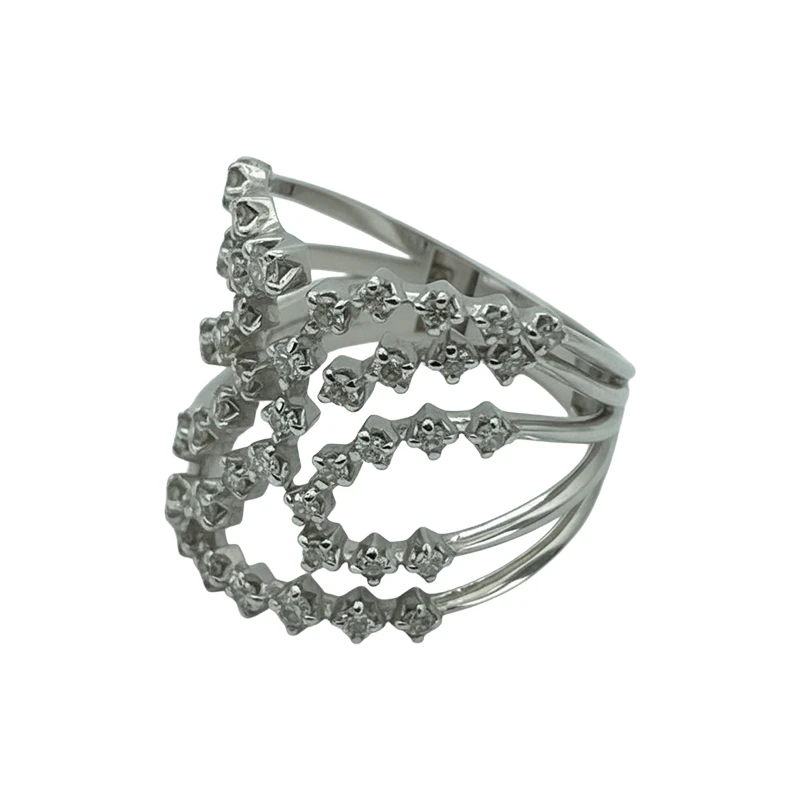 Anel Aria Contorno em Ouro Branco 18k com Diamantes