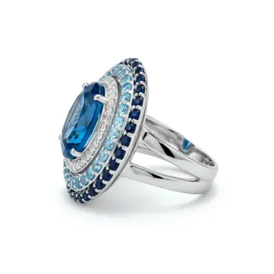 Anel Aura Marinha Oval em Ouro Branco 18k - Foto 1