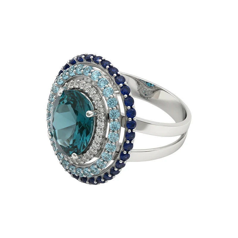 Anel Aura Marinha Oval em Ouro Branco 18k