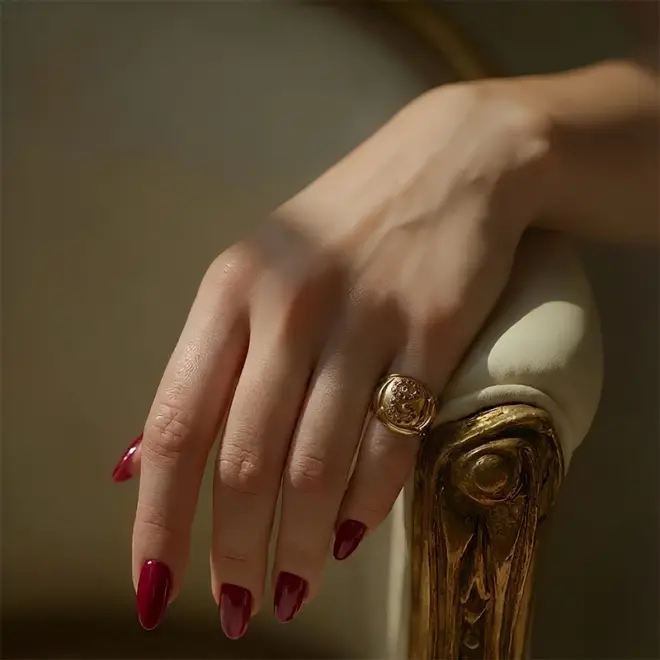 Anel Bouchon Rubis em Ouro Amarelo 18k - Detalhe