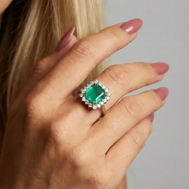 Anel Clássico Imperial em Ouro Branco 18k com Diamantes - Detalhe