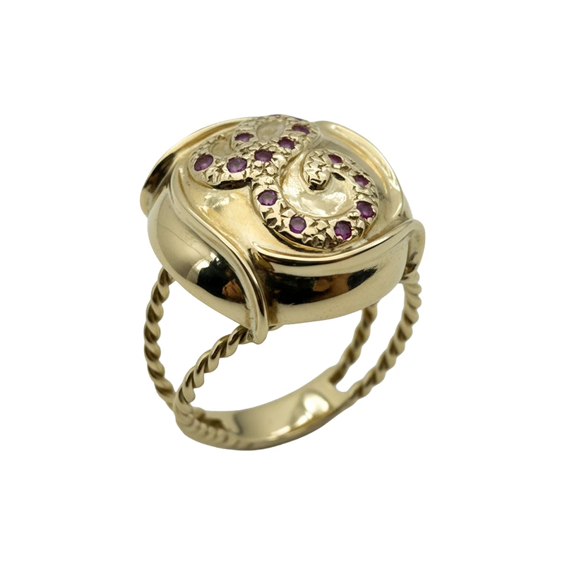 Anel Bouchon Rubis em Ouro Amarelo 18k