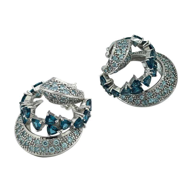 Brinco Ear Cuff Espiral Marinho em Ouro Branco 18k