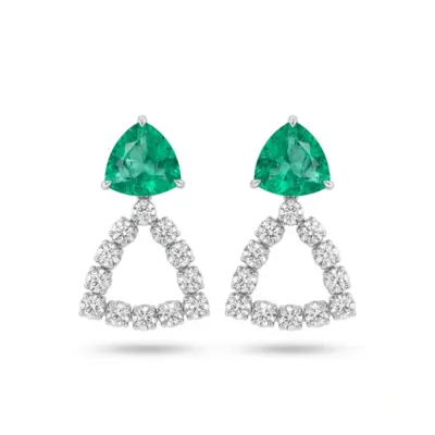 Brinco Deux Formes de Esmeralda em Ouro Branco 18k com Diamantes
