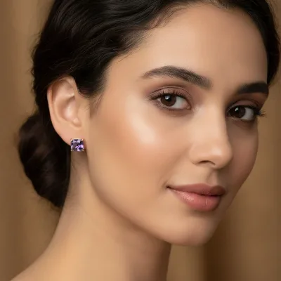 Brinco Ametista Royale em Ouro Amarelo 18k - Detalhe