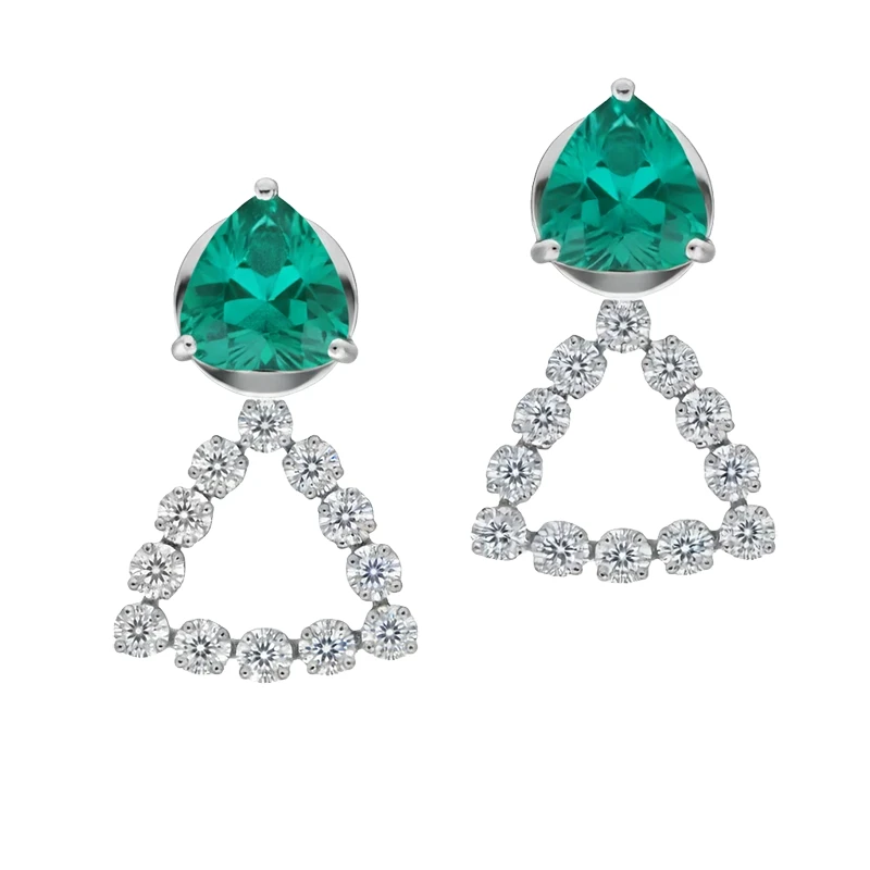 Brinco Deux Formes de Esmeralda em Ouro Branco 18k com Diamantes