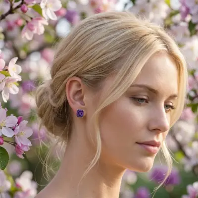 Brinco Ametista Royale em Ouro Amarelo 18k - Aplicada