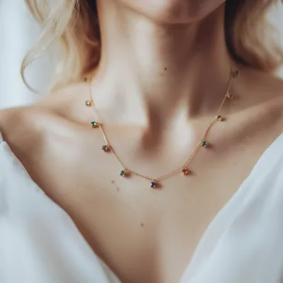 Colar Points de Couleur em Ouro Amarelo 18k - Detalhe