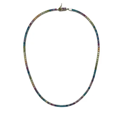 Colar Couleurs en Ligne em Ouro Branco 18k com Safiras Coloridas