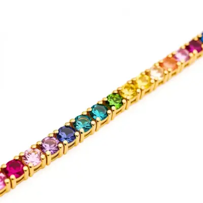 Colar Couleurs en Ligne em Ouro Branco 18k com Safiras Coloridas - Foto 1