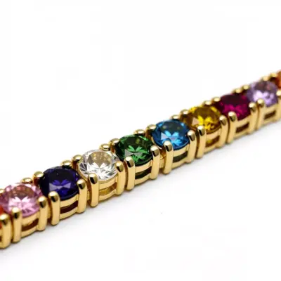 Colar Couleurs en Ligne em Ouro Branco 18k com Safiras Coloridas - Foto 2