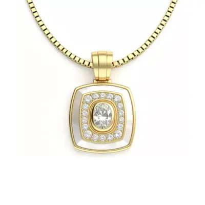 Colar Icon Quadra em Ouro Amarelo 18k com Diamantes e Madre Pérola