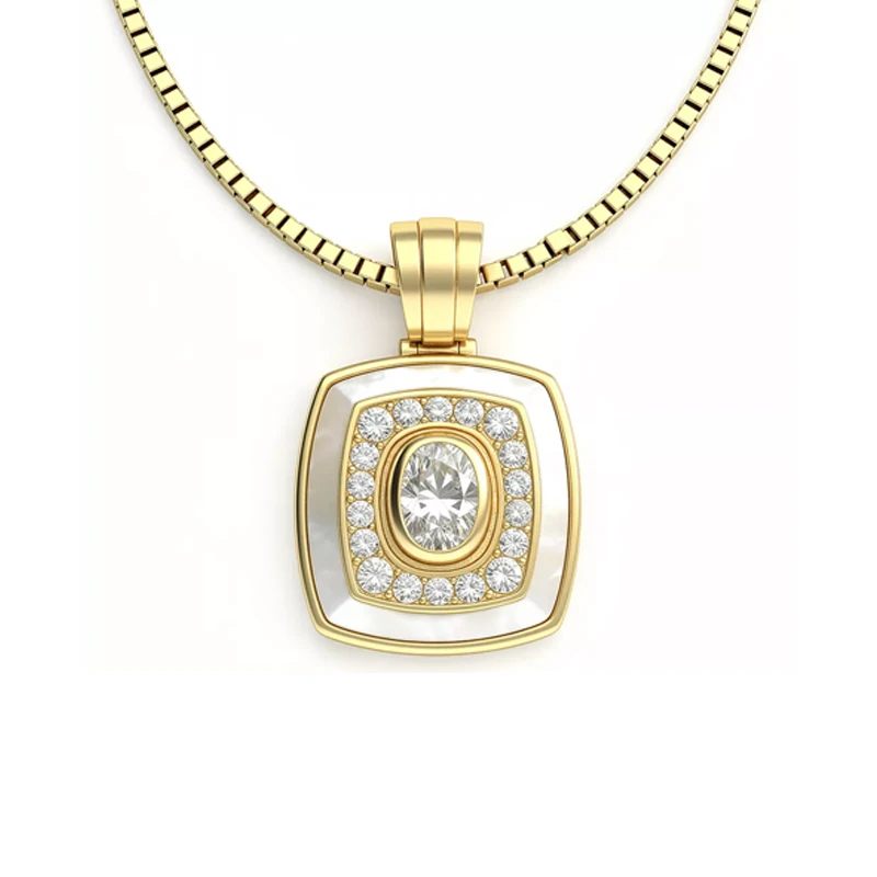 Colar Icon Quadra em Ouro Amarelo 18k com Diamantes e Madre Pérola