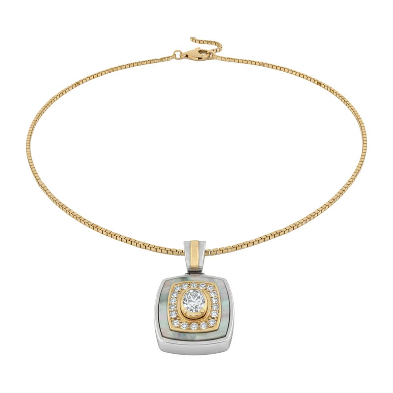 Colar Icon Quadra em Ouro Amarelo 18k com Diamantes e Madre Pérola