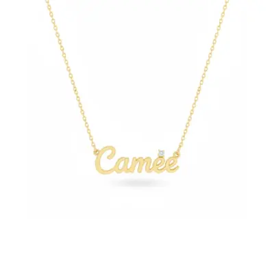 Colar Nome Personalizado em Ouro Amarelo 18k com Diamante