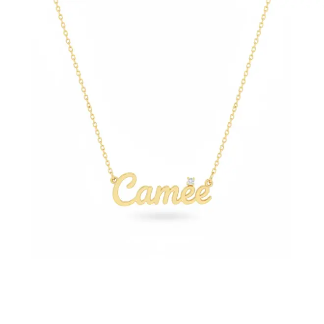 Colar Nome Personalizado em Ouro Amarelo 18k com Diamante