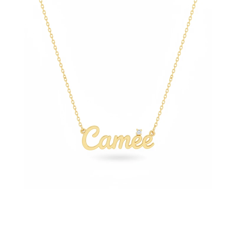 Colar Nome Personalizado em Ouro Amarelo 18k com Diamante