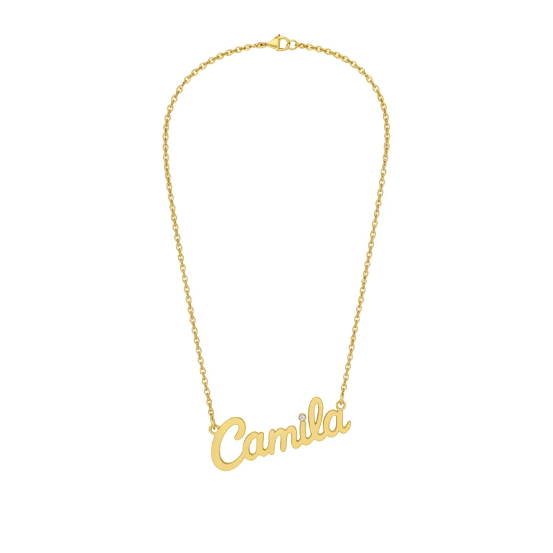 Colar Nome Personalizado em Ouro Amarelo 18k com Diamante