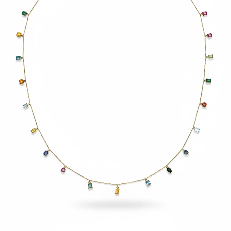 Colar Points de Couleur em Ouro Amarelo 18k