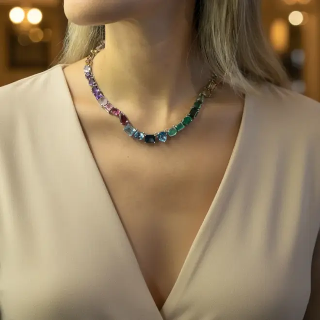 Colar Prisme Intenso em Ouro Branco 18k - Detalhe