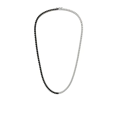 Colar Riviera Equilíbrio Noir em Ouro Branco 18k com Diamantes Brancos e Negros