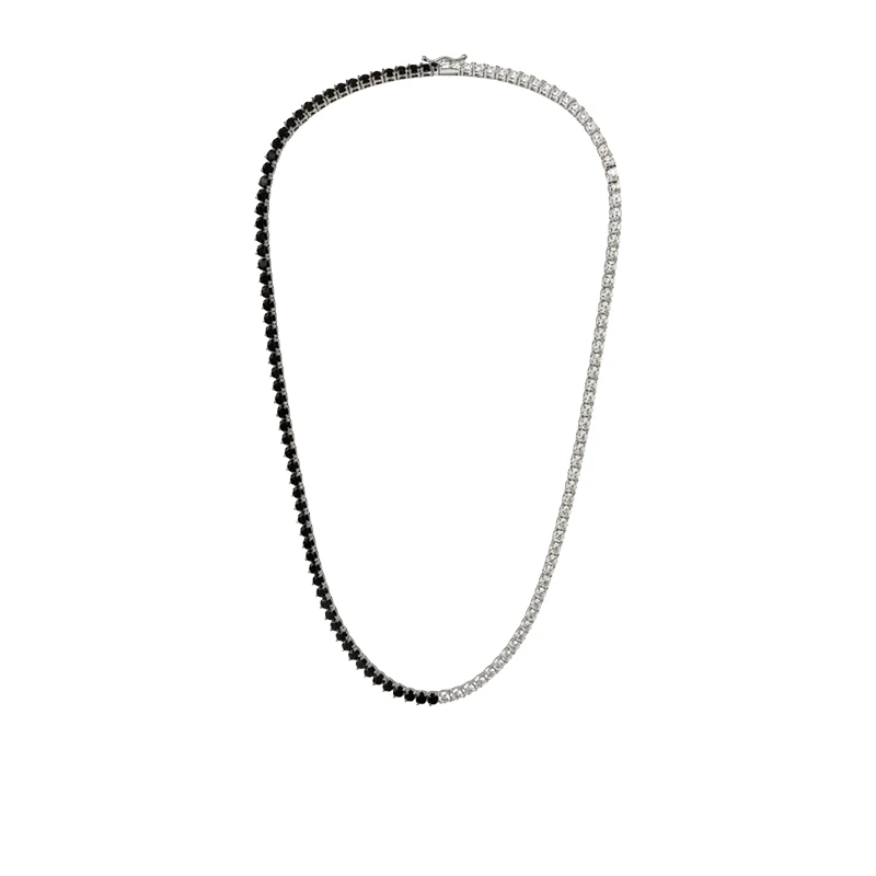 Colar Riviera Equilíbrio Noir em Ouro Branco 18k com Diamantes Brancos e Negros