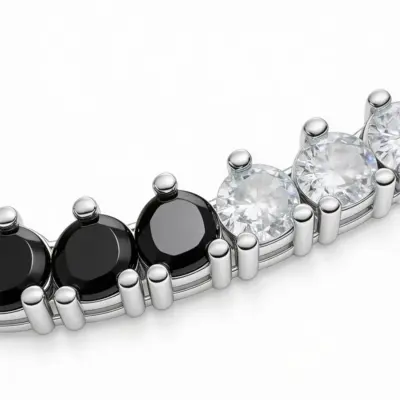 Colar Riviera Equilíbrio Noir em Ouro Branco 18k com Diamantes Brancos e Negros - Foto 2