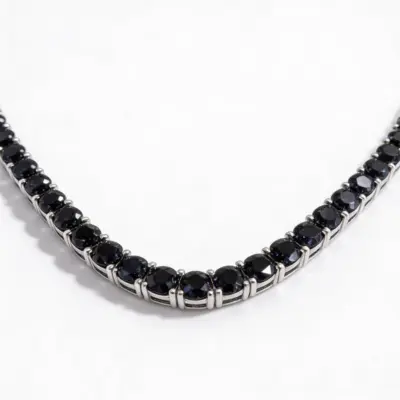 Colar Riviera Noir em Ouro Branco 18k com Diamantes Negros - Foto 2