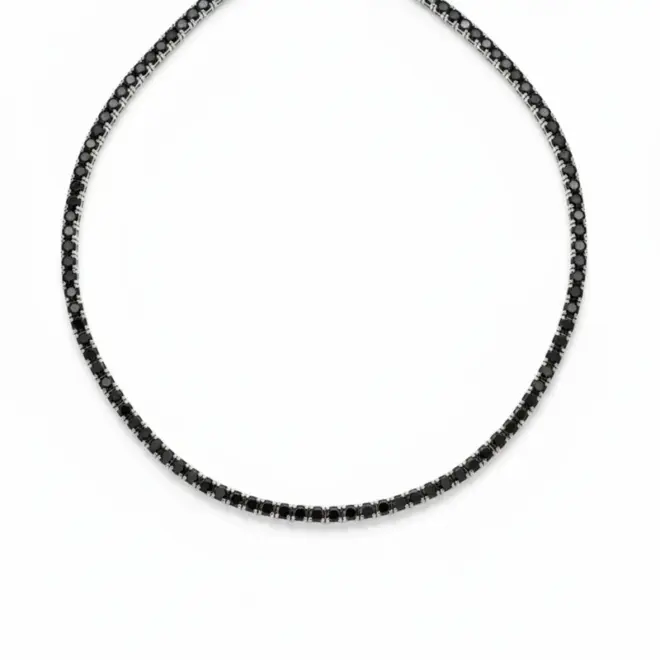 Colar Riviera Noir em Ouro Branco 18k com Diamantes Negros