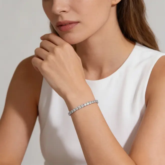 Pulseira Élégance com Diamantes em Ouro Branco 18k - Detalhe