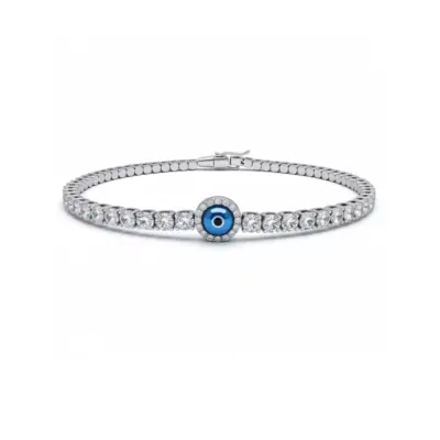 Pulseira Énergie Olho Grego com Diamantes em Ouro Branco 18k