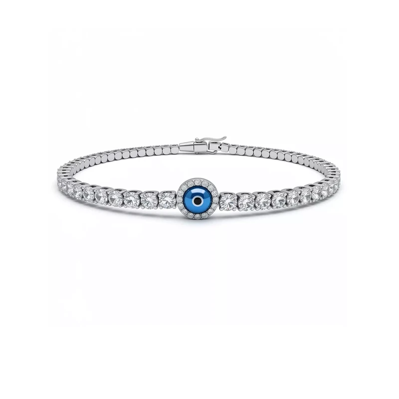 Pulseira Énergie Olho Grego com Diamantes em Ouro Branco 18k